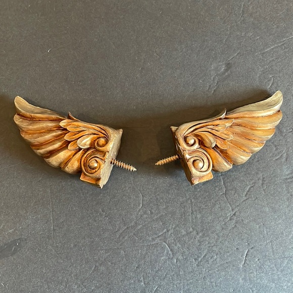 Other - Pair of RARE Vintage gold angel wing finials for drapery rod.